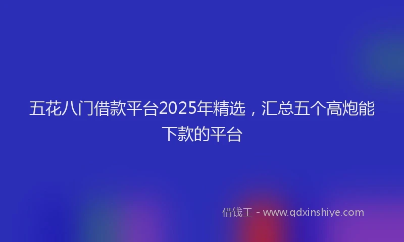 五花八门借款平台2025年精选,汇总五个高炮能下款的平台