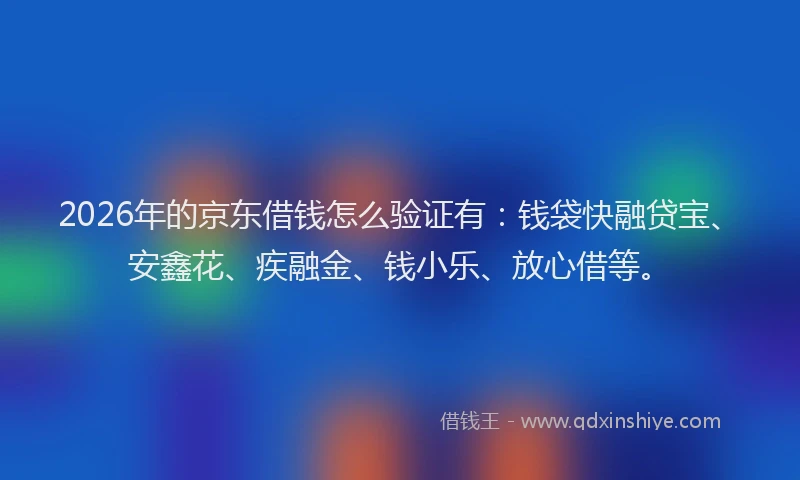 2026年的京东借钱怎么验证有：钱袋快融贷宝、安鑫花、疾融金、钱小乐、放心借等。