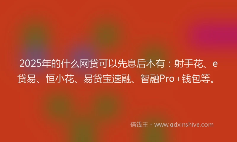 2025年的什么网贷可以先息后本有：射手花、e贷易、恒小花、易贷宝速融、智融Pro+钱包等。