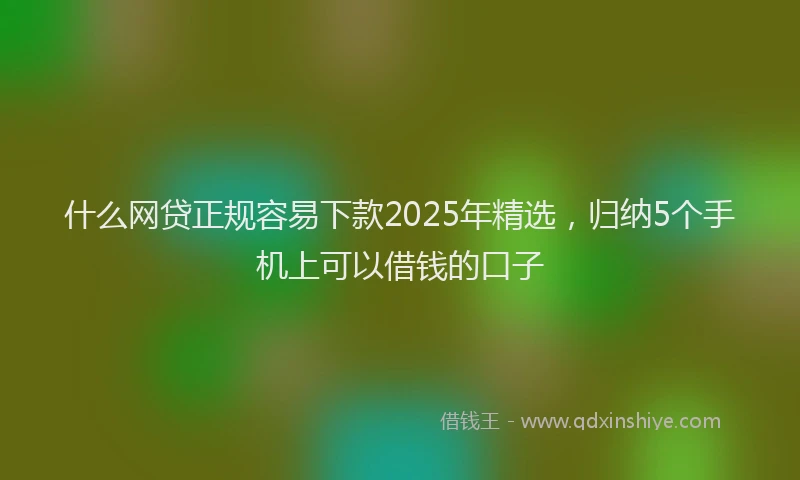 什么网贷正规容易下款2025年精选,归纳5个手机上可以借钱的口子