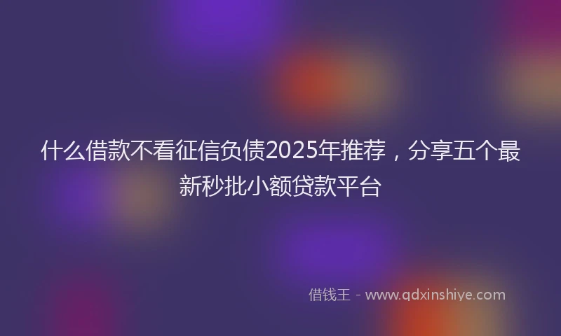 什么借款不看征信负债2025年推荐,分享五个最新秒批小额贷款平台