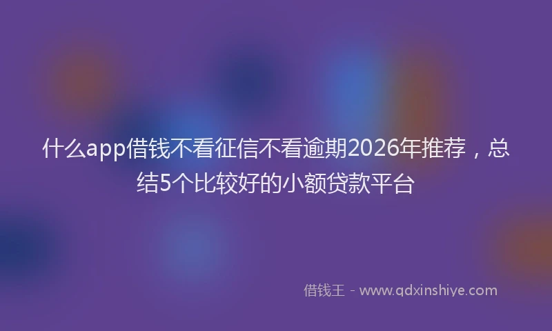 什么app借钱不看征信不看逾期2026年推荐，总结5个比较好的小额贷款平台