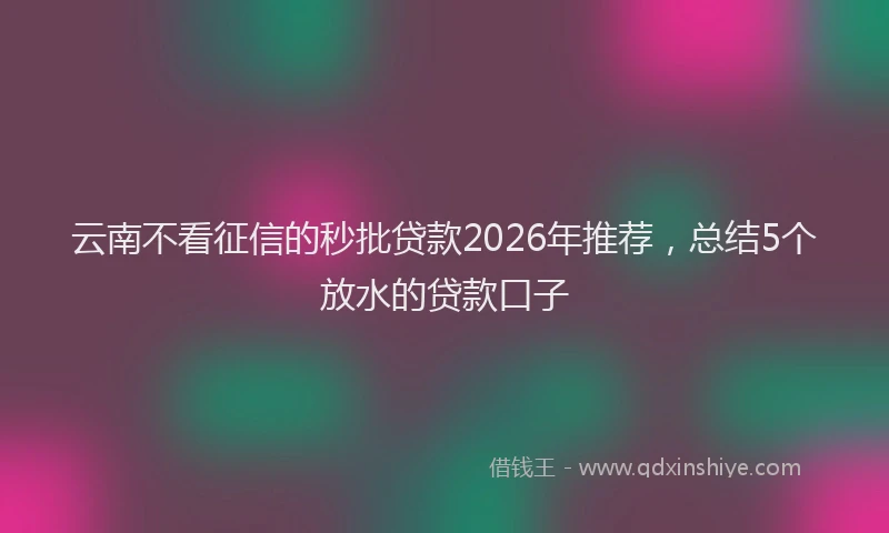 云南不看征信的秒批贷款2026年推荐，总结5个放水的贷款口子
