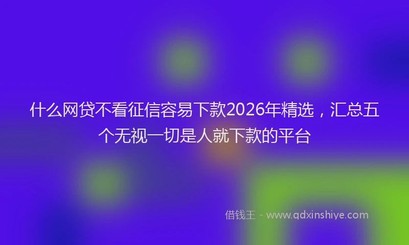 什么网贷不看征信容易下款2026年精选，汇总五个无视一切是人就下款的平台