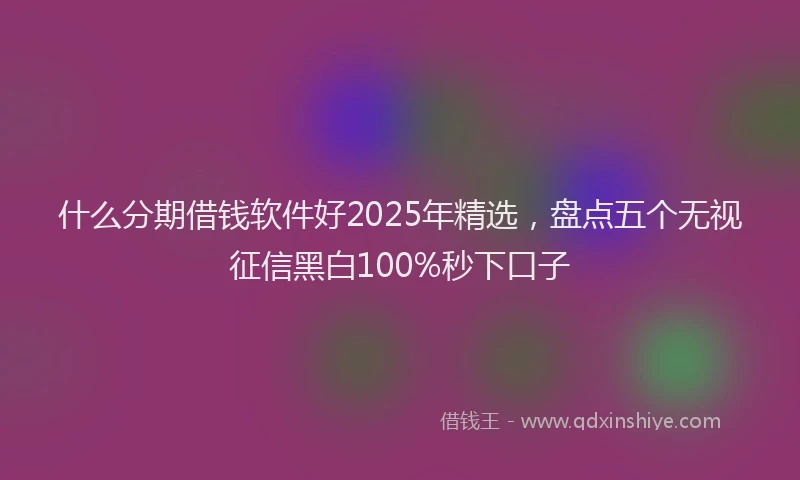 什么分期借钱软件好2025年精选，盘点五个无视征信黑白100%秒下口子