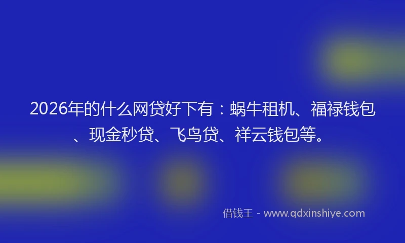 2026年的什么网贷好下有：蜗牛租机、福禄钱包、现金秒贷、飞鸟贷、祥云钱包等。