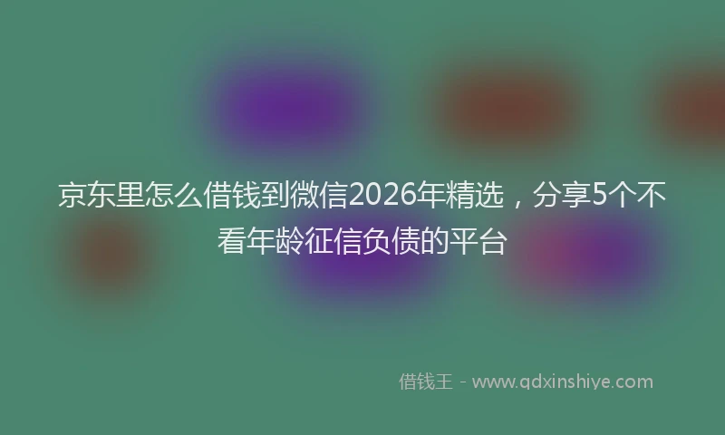 京东里怎么借钱到微信2026年精选，分享5个不看年龄征信负债的平台