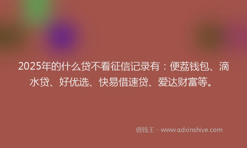 2025年的什么贷不看征信记录有:便荔钱包、滴水贷、好优选、快易借速贷、爱达财富等。