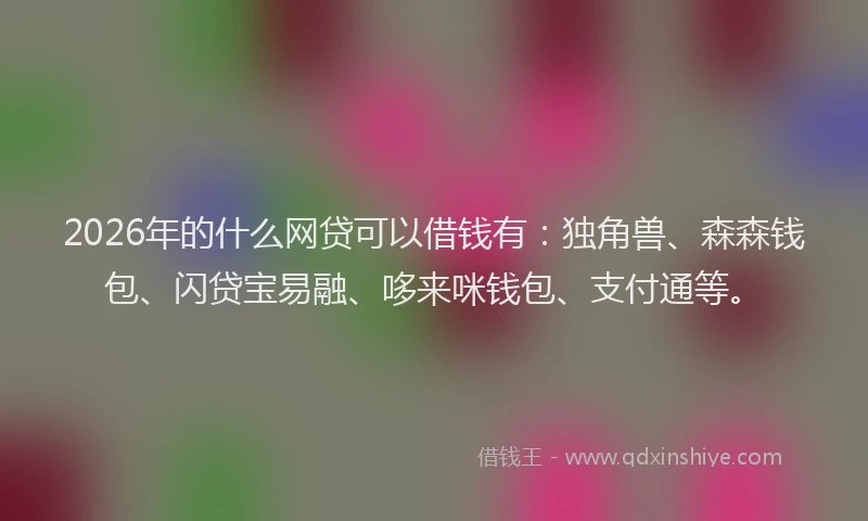 2026年的什么网贷可以借钱有:独角兽、森森钱包、闪贷宝易融、哆来咪钱包、支付通等。