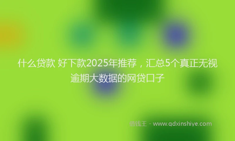 什么贷款 好下款2025年推荐，汇总5个真正无视逾期大数据的网贷口子