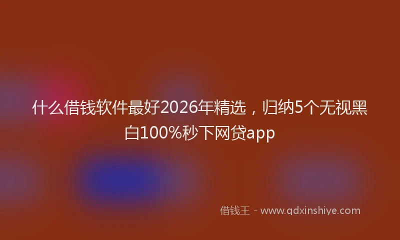 什么借钱软件最好2026年精选，归纳5个无视黑白100%秒下网贷app