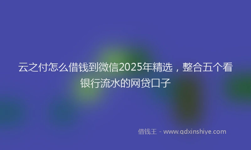 云之付怎么借钱到微信2025年精选，整合五个看银行流水的网贷口子