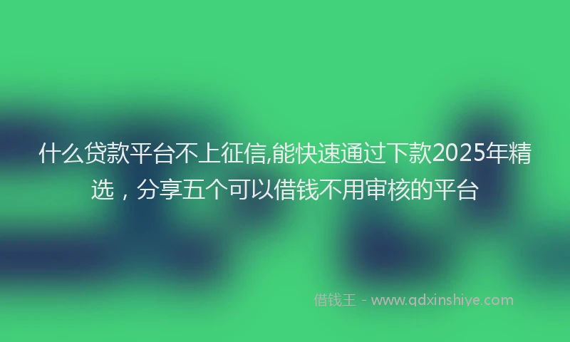 什么贷款平台不上征信,能快速通过下款2025年精选，分享五个可以借钱不用审核的平台
