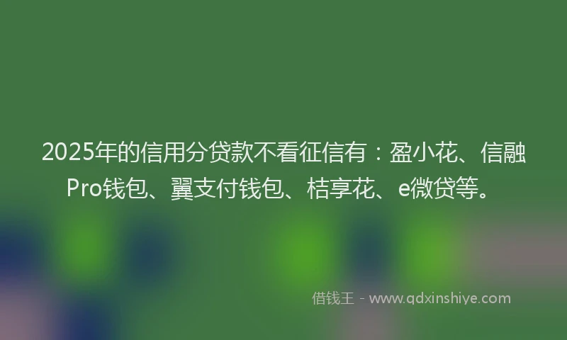 2025年的信用分贷款不看征信有：盈小花、信融Pro钱包、翼支付钱包、桔享花、e微贷等。