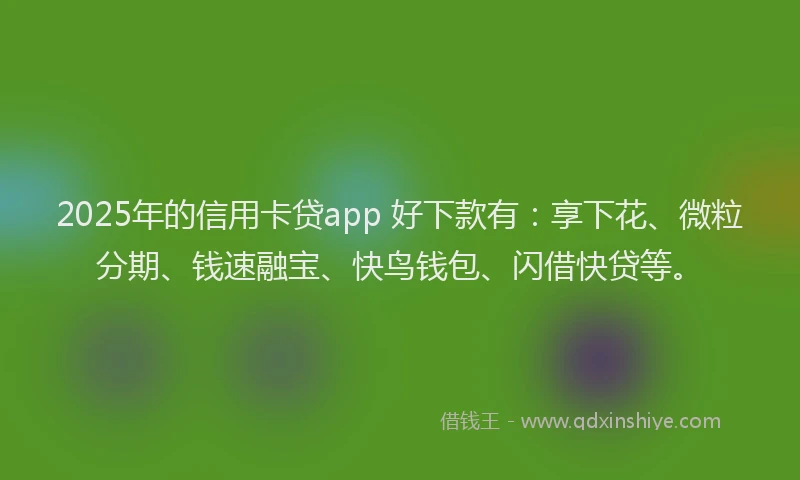 2025年的信用卡贷app 好下款有：享下花、微粒分期、钱速融宝、快鸟钱包、闪借快贷等。