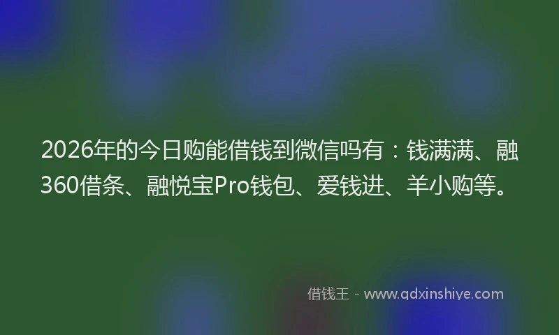 2026年的今日购能借钱到微信吗有：钱满满、融360借条、融悦宝Pro钱包、爱钱进、羊小购等。