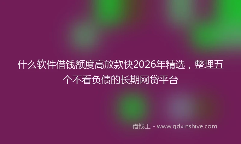 什么软件借钱额度高放款快2026年精选，整理五个不看负债的长期网贷平台