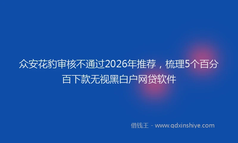 众安花豹审核不通过2026年推荐,梳理5个百分百下款无视黑白户网贷软件