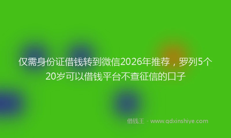 仅需身份证借钱转到微信2026年推荐，罗列5个20岁可以借钱平台不查征信的口子