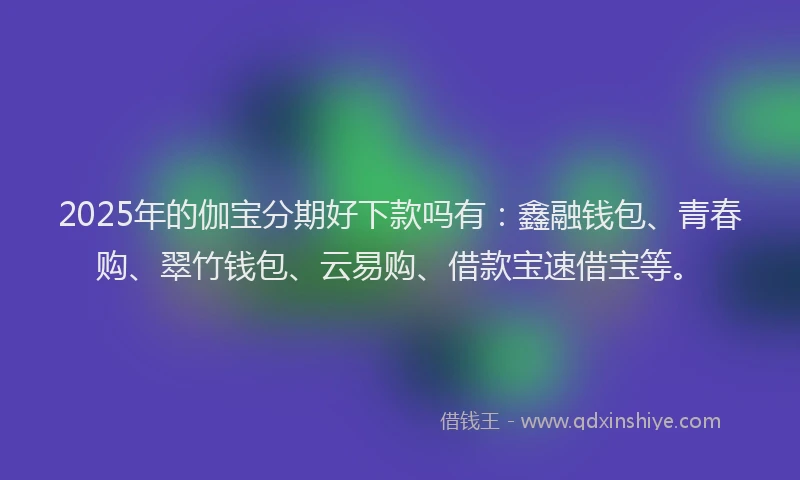 2025年的伽宝分期好下款吗有：鑫融钱包、青春购、翠竹钱包、云易购、借款宝速借宝等。