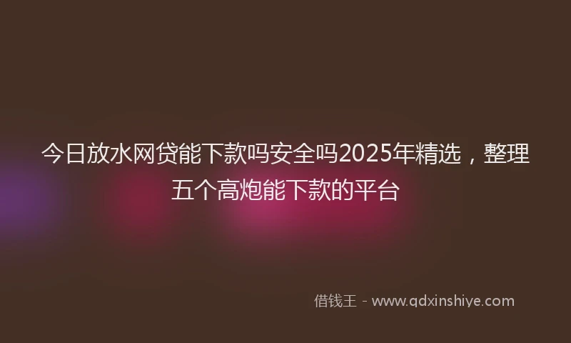 今日放水网贷能下款吗安全吗2025年精选,整理五个高炮能下款的平台