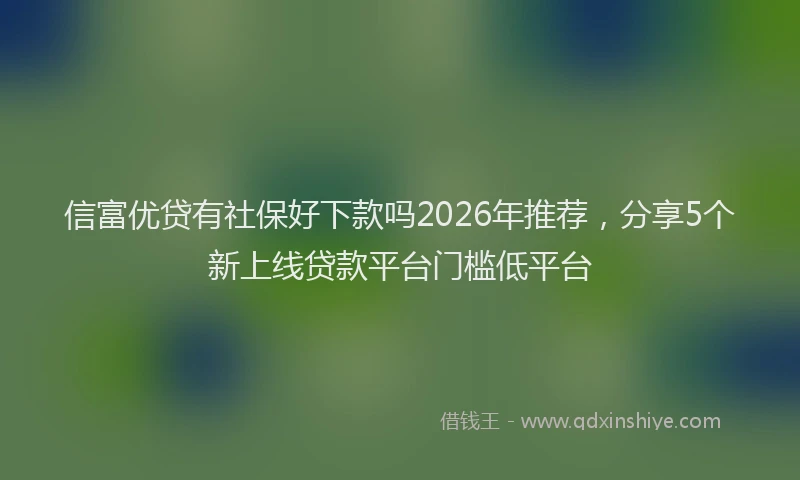 信富优贷有社保好下款吗2026年推荐，分享5个新上线贷款平台门槛低平台
