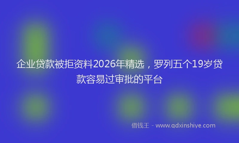 企业贷款被拒资料2026年精选，罗列五个19岁贷款容易过审批的平台