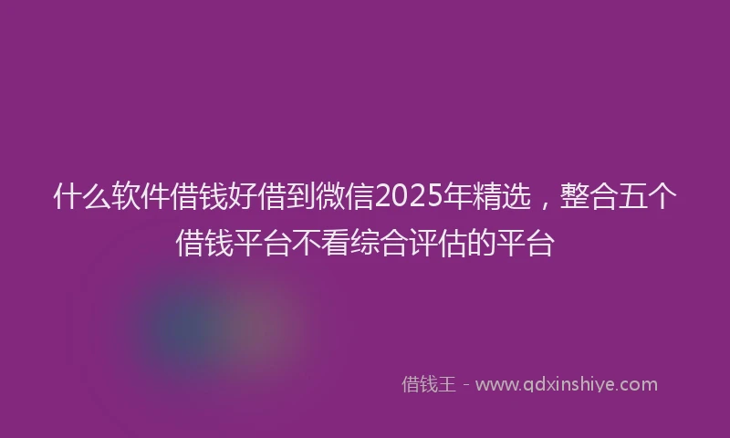 什么软件借钱好借到微信2025年精选，整合五个借钱平台不看综合评估的平台