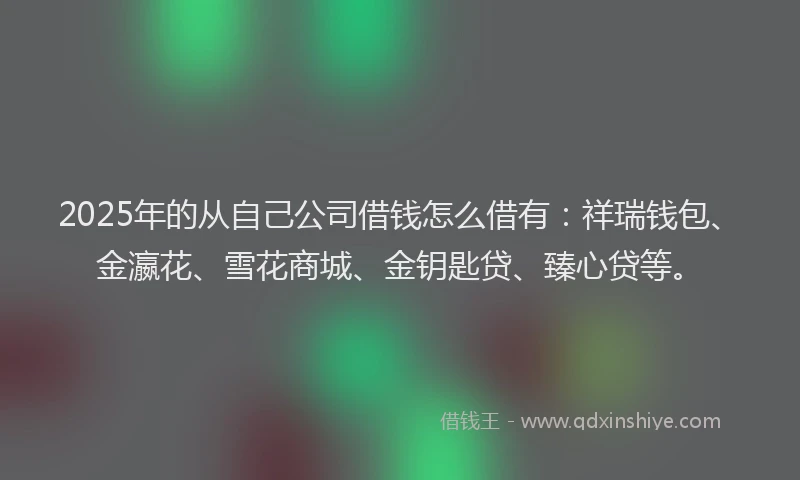 2025年的从自己公司借钱怎么借有:祥瑞钱包、金瀛花、雪花商城、金钥匙贷、臻心贷等。