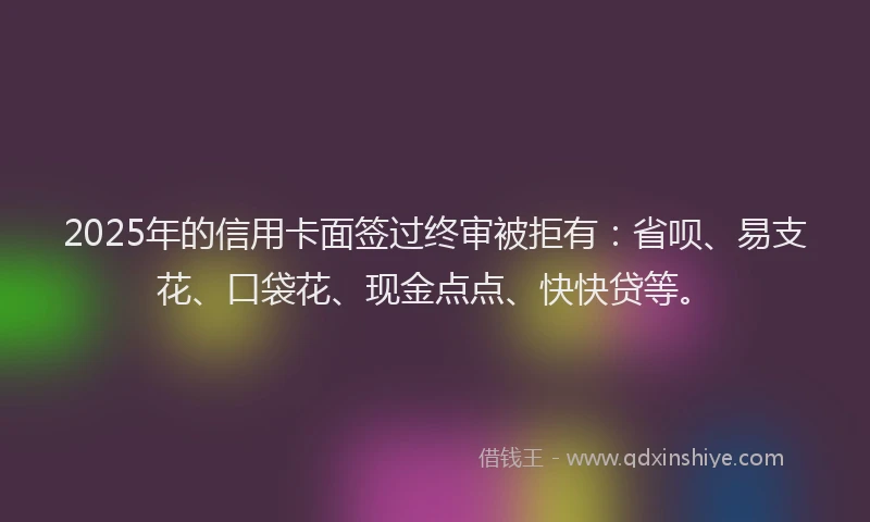 2025年的信用卡面签过终审被拒有：省呗、易支花、口袋花、现金点点、快快贷等。