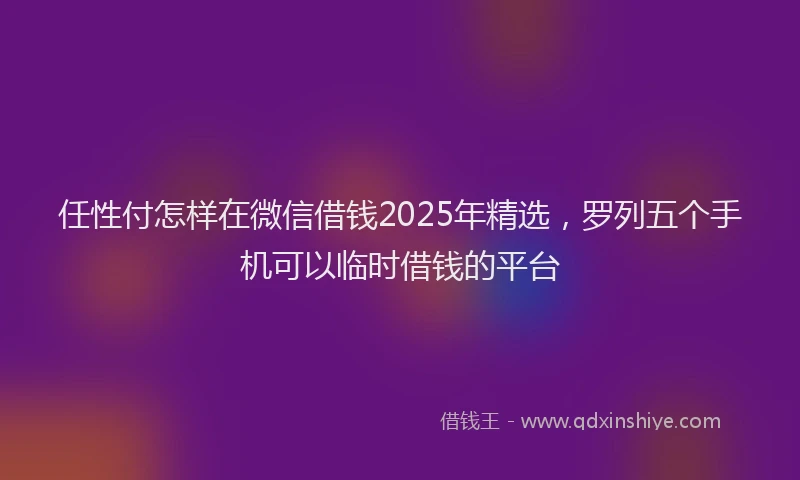 任性付怎样在微信借钱2025年精选，罗列五个手机可以临时借钱的平台