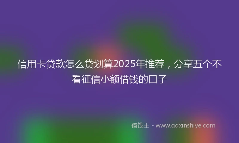 信用卡贷款怎么贷划算2025年推荐，分享五个不看征信小额借钱的口子