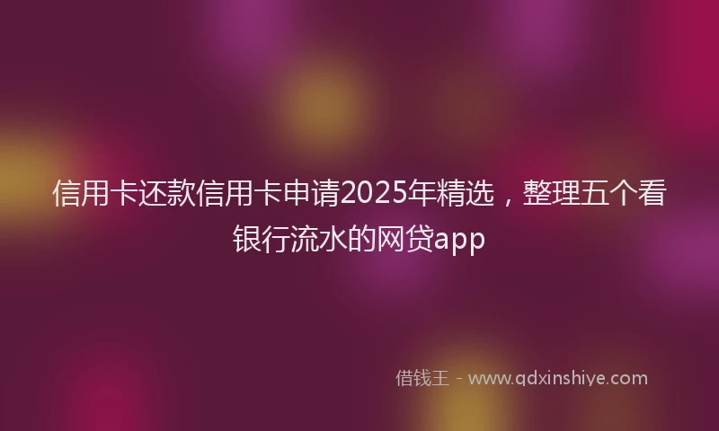 信用卡还款信用卡申请2025年精选，整理五个看银行流水的网贷app