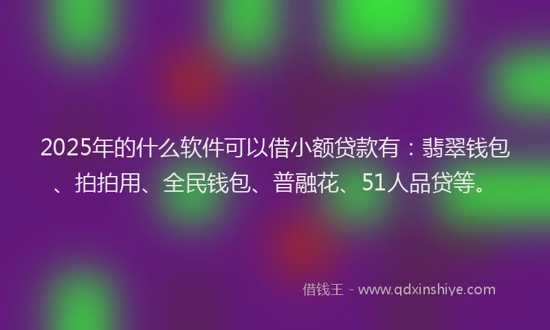 2025年的什么软件可以借小额贷款有：翡翠钱包、拍拍用、全民钱包、普融花、51人品贷等。