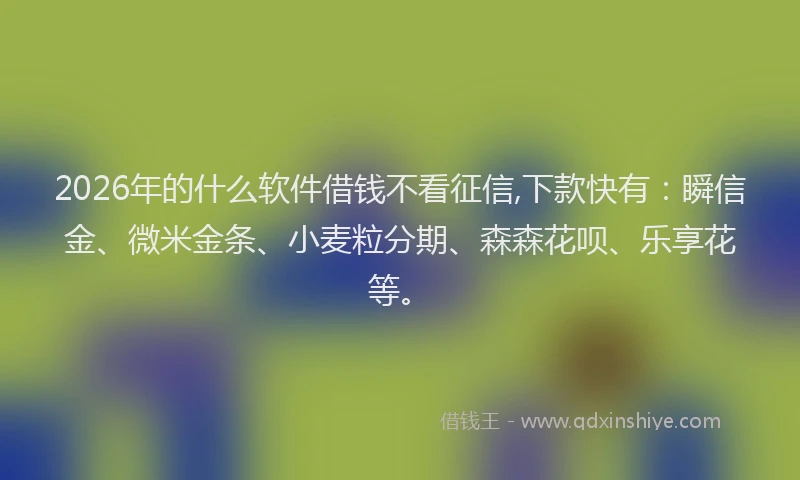 2026年的什么软件借钱不看征信,下款快有：瞬信金、微米金条、小麦粒分期、森森花呗、乐享花等。