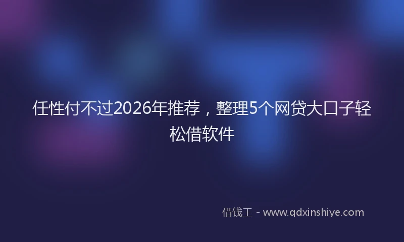 任性付不过2026年推荐，整理5个网贷大口子轻松借软件