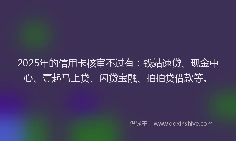 2025年的信用卡核审不过有:钱站速贷、现金中心、壹起马上贷、闪贷宝融、拍拍贷借款等。