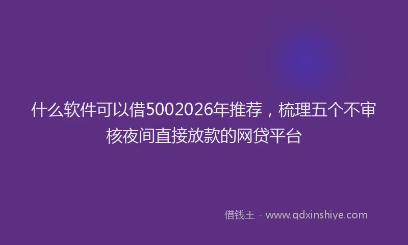 什么软件可以借5002026年推荐，梳理五个不审核夜间直接放款的网贷平台