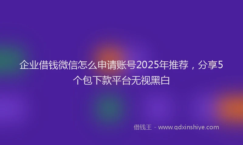 企业借钱微信怎么申请账号2025年推荐,分享5个包下款平台无视黑白