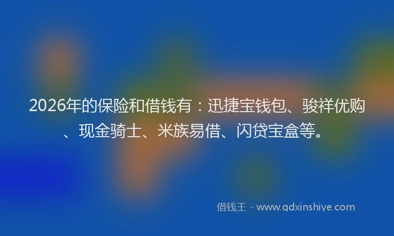 2026年的保险和借钱有：迅捷宝钱包、骏祥优购、现金骑士、米族易借、闪贷宝盒等。