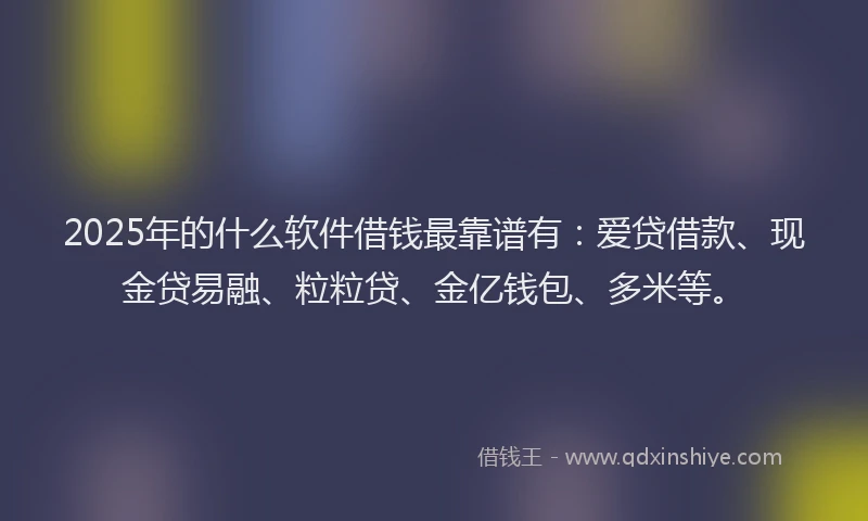2025年的什么软件借钱最靠谱有：爱贷借款、现金贷易融、粒粒贷、金亿钱包、多米等。