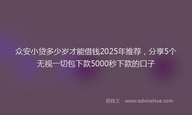 众安小贷多少岁才能借钱2025年推荐，分享5个无视一切包下款5000秒下款的口子