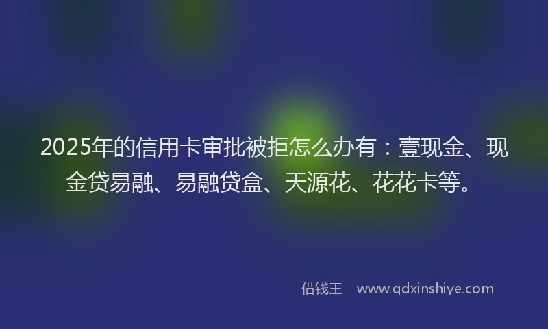 2025年的信用卡审批被拒怎么办有：壹现金、现金贷易融、易融贷盒、天源花、花花卡等。