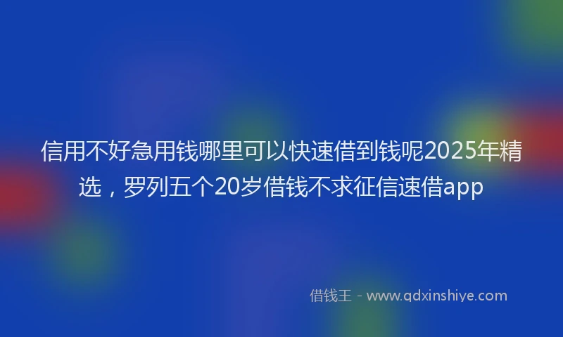 信用不好急用钱哪里可以快速借到钱呢2025年精选，罗列五个20岁借钱不求征信速借app