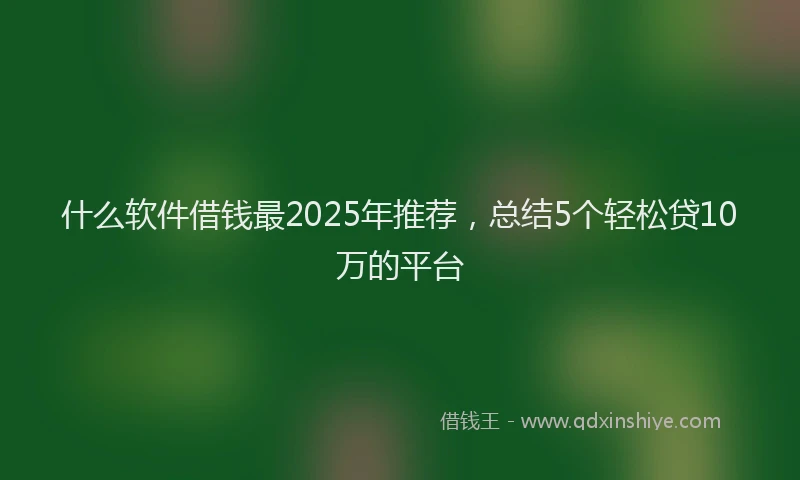 什么软件借钱最2025年推荐，总结5个轻松贷10万的平台