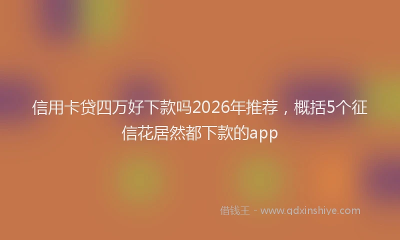 信用卡贷四万好下款吗2026年推荐,概括5个征信花居然都下款的app