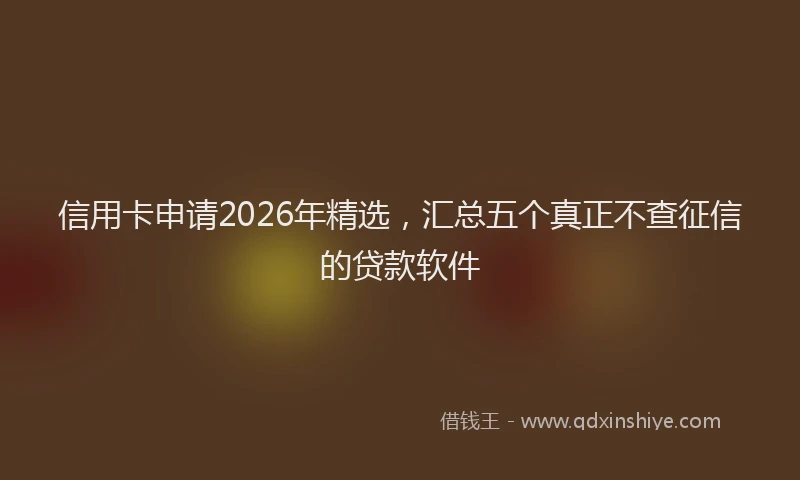 信用卡申请2026年精选，汇总五个真正不查征信的贷款软件
