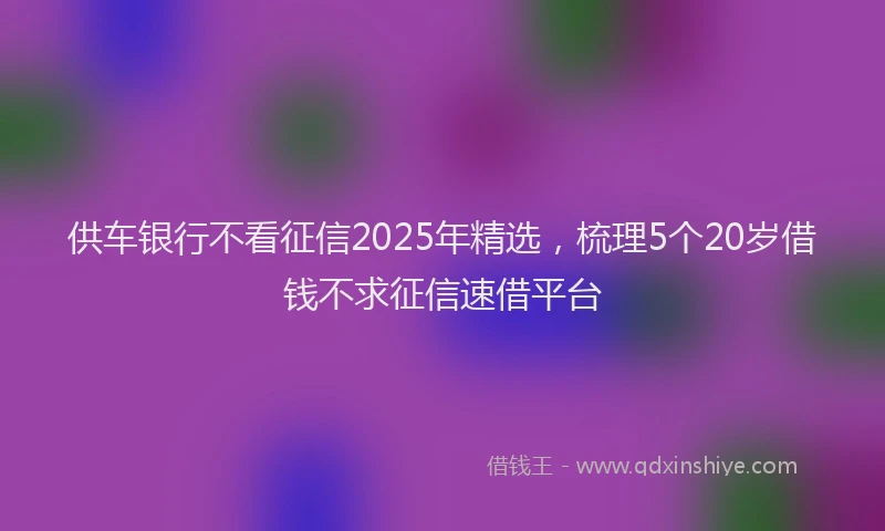 供车银行不看征信2025年精选,梳理5个20岁借钱不求征信速借平台