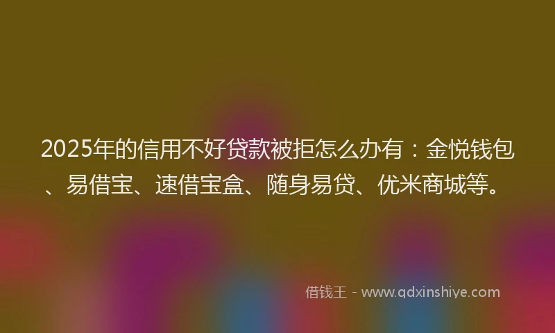 2025年的信用不好贷款被拒怎么办有：金悦钱包、易借宝、速借宝盒、随身易贷、优米商城等。