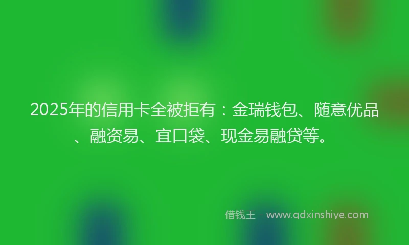 2025年的信用卡全被拒有：金瑞钱包、随意优品、融资易、宜口袋、现金易融贷等。